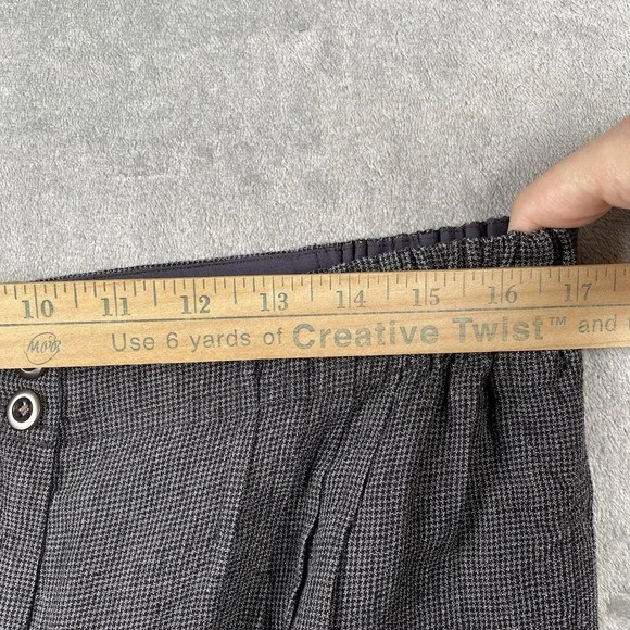 POETRY Pants Womens Sz 8 Grey Linen Tapered Trousers Crop Pleated Houndstooth - Picture 13 of 13